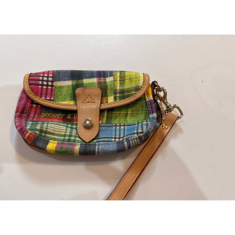Dooney & Bourke Vintage Patchwork Plaid Canvas Wristlet Pouch Multicolor USA